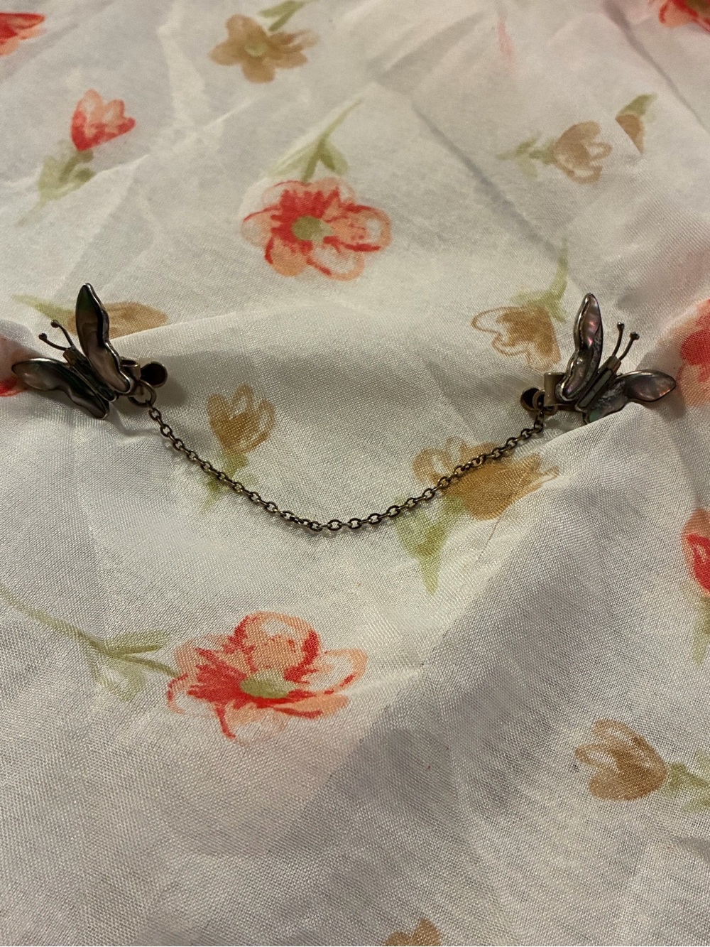 Butterfly Chain Sweater Clips in Dark Silver